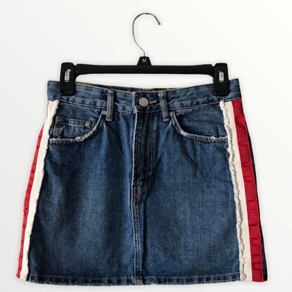 Zara Authentic Denim by Trafaluc Mini Skirt With Side Striping - Picture 2 of 14